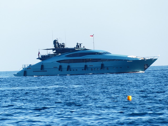 Large yachts anchored in the sea
