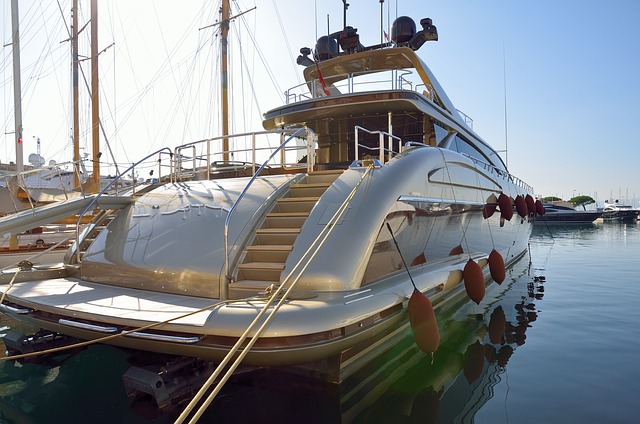 Used yachts docked at the marina