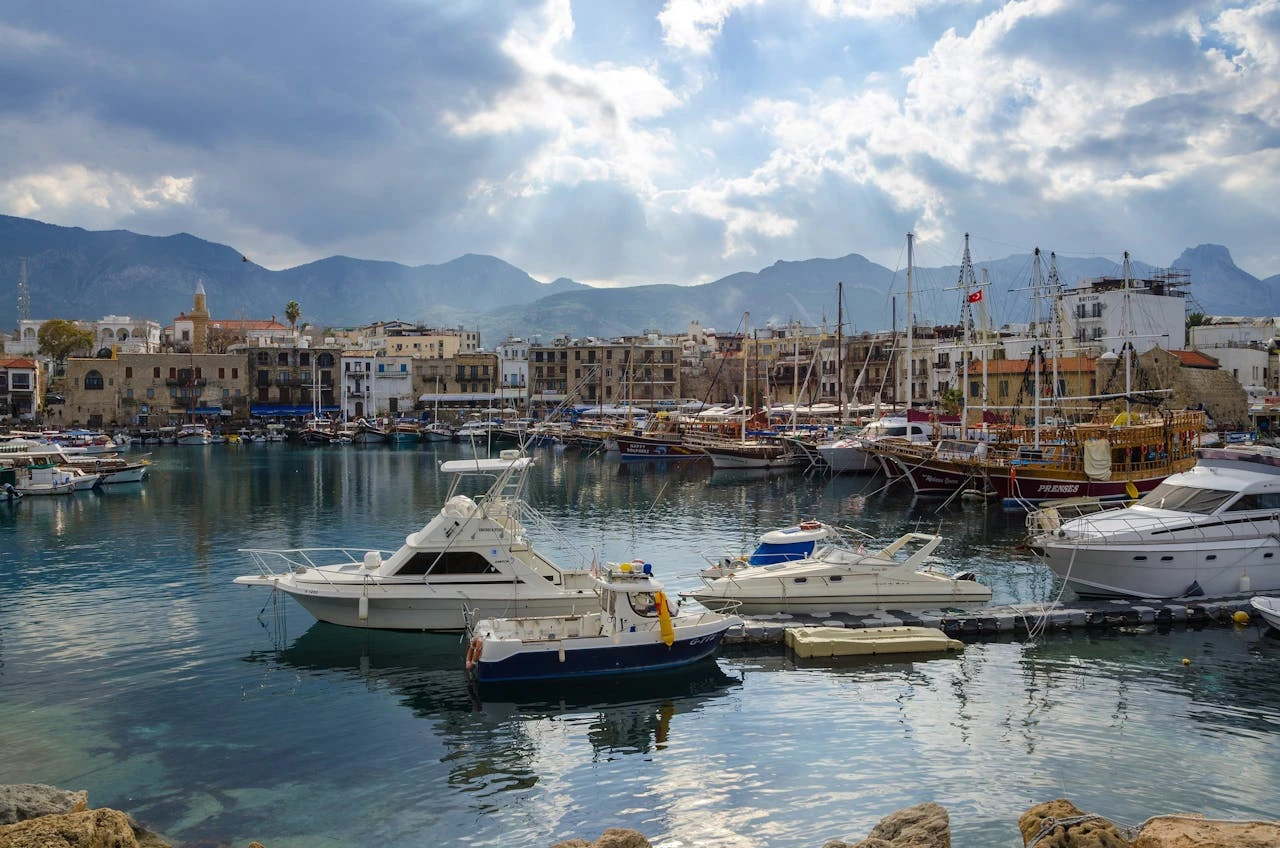 The yacht docked at the marina