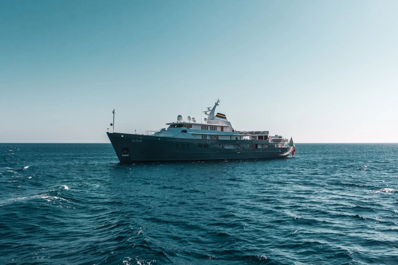 Yachts sail on the sea
