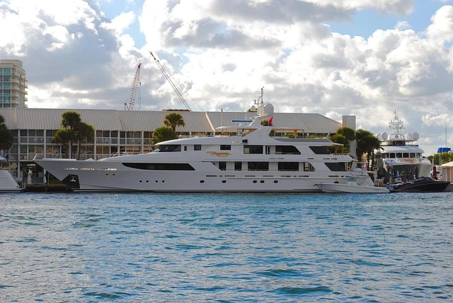 The yacht is on shore