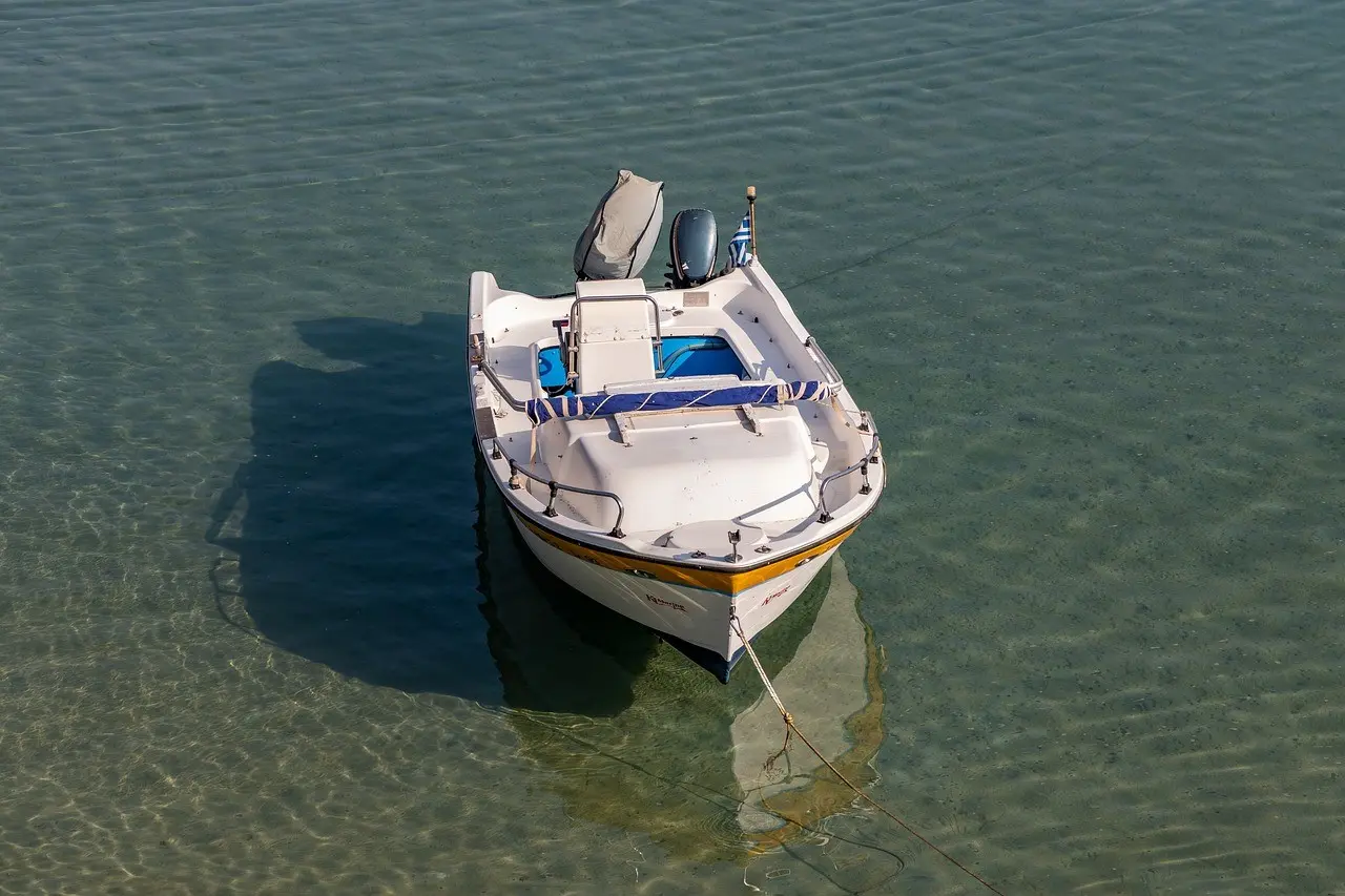 The boat is on the water