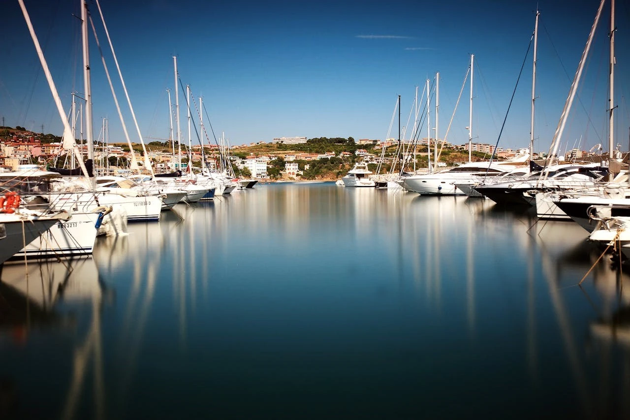 Yacht docked at the marina