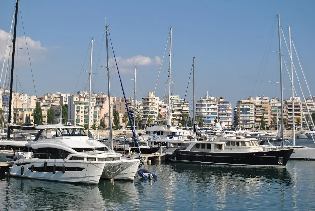 Yacht docked at the marina