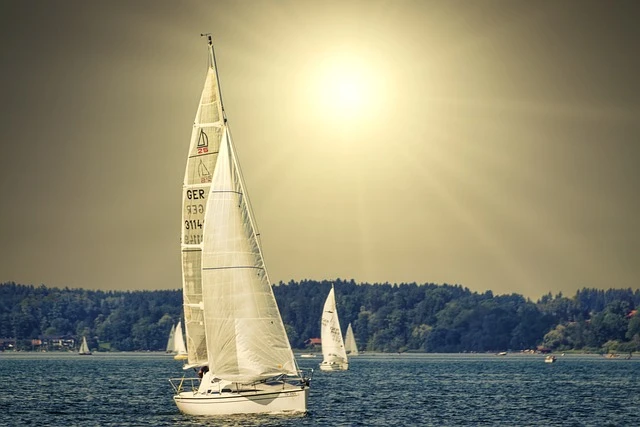 Yacht travelling on the sea