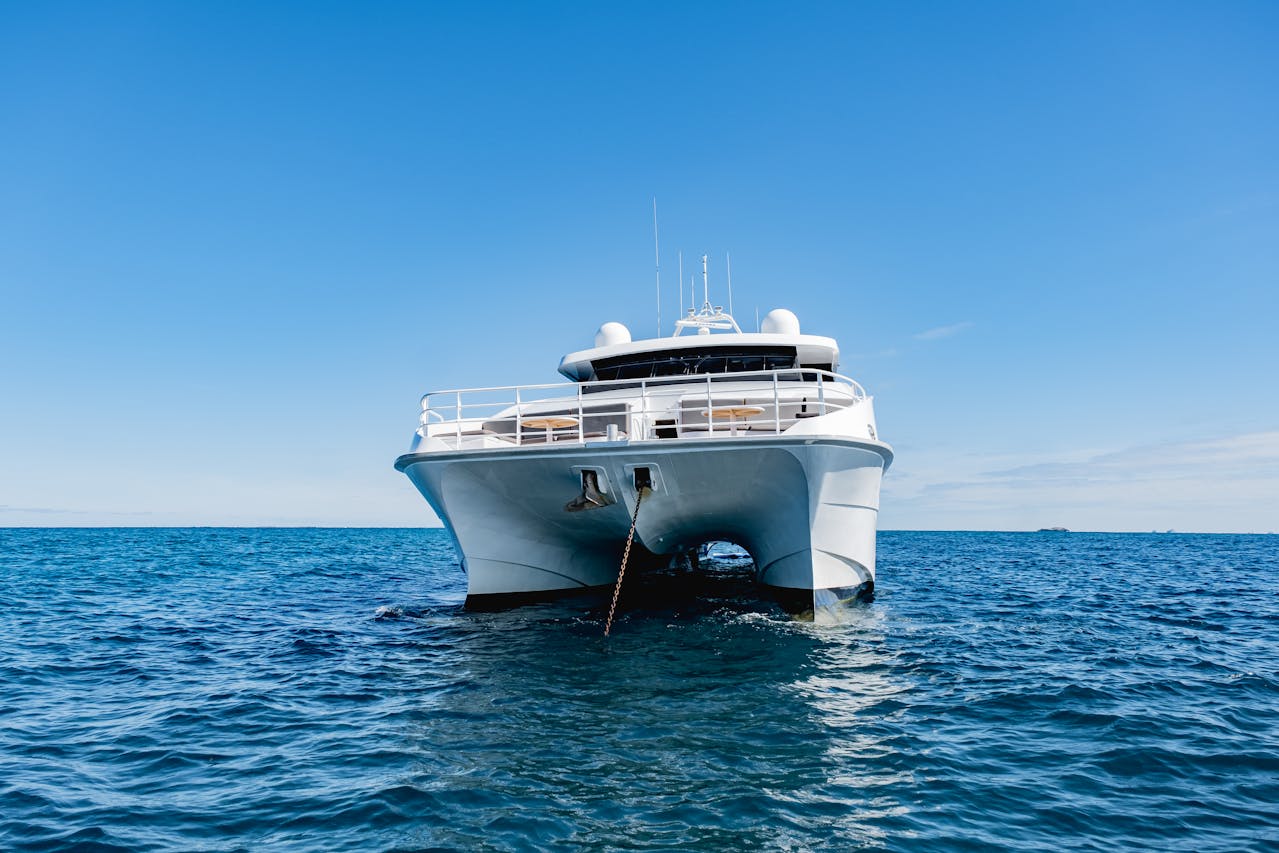 Yacht anchored in the sea