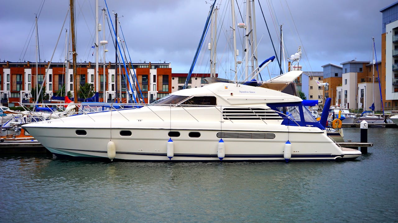 Yacht moored at sea