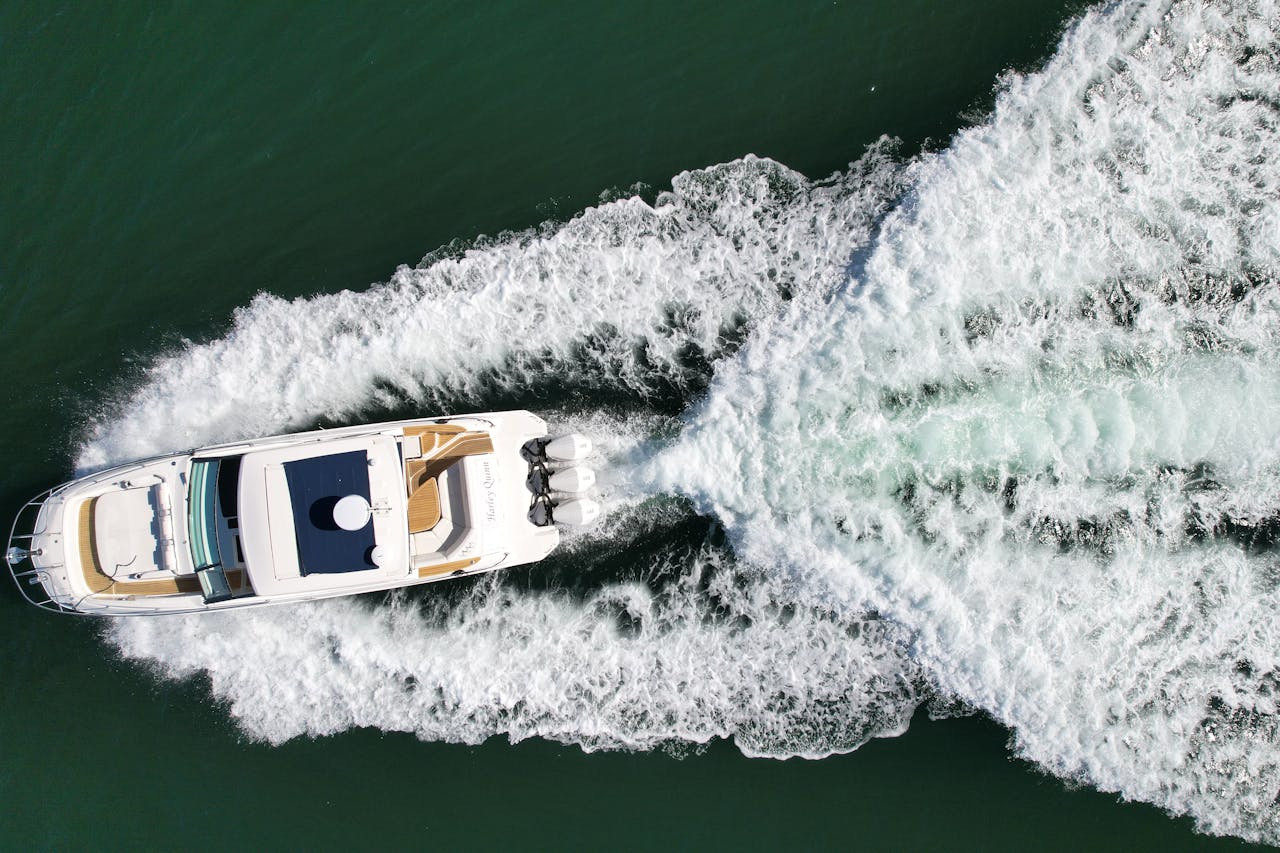 Yacht travelling on the sea