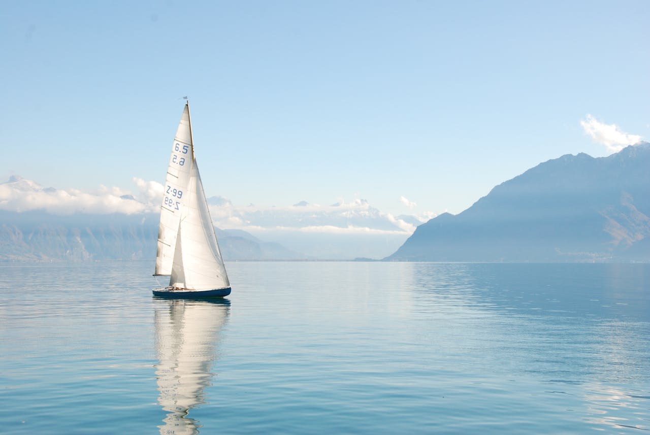 Sailboat travelling on the sea