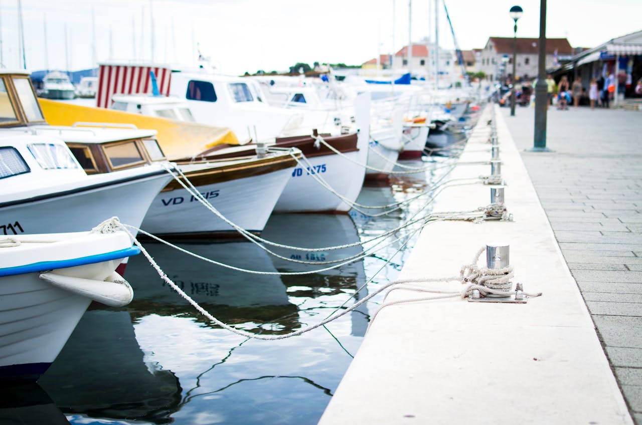 Yacht is moored in the marina
