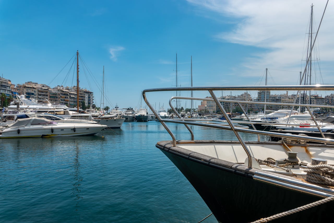 Yacht moored at sea